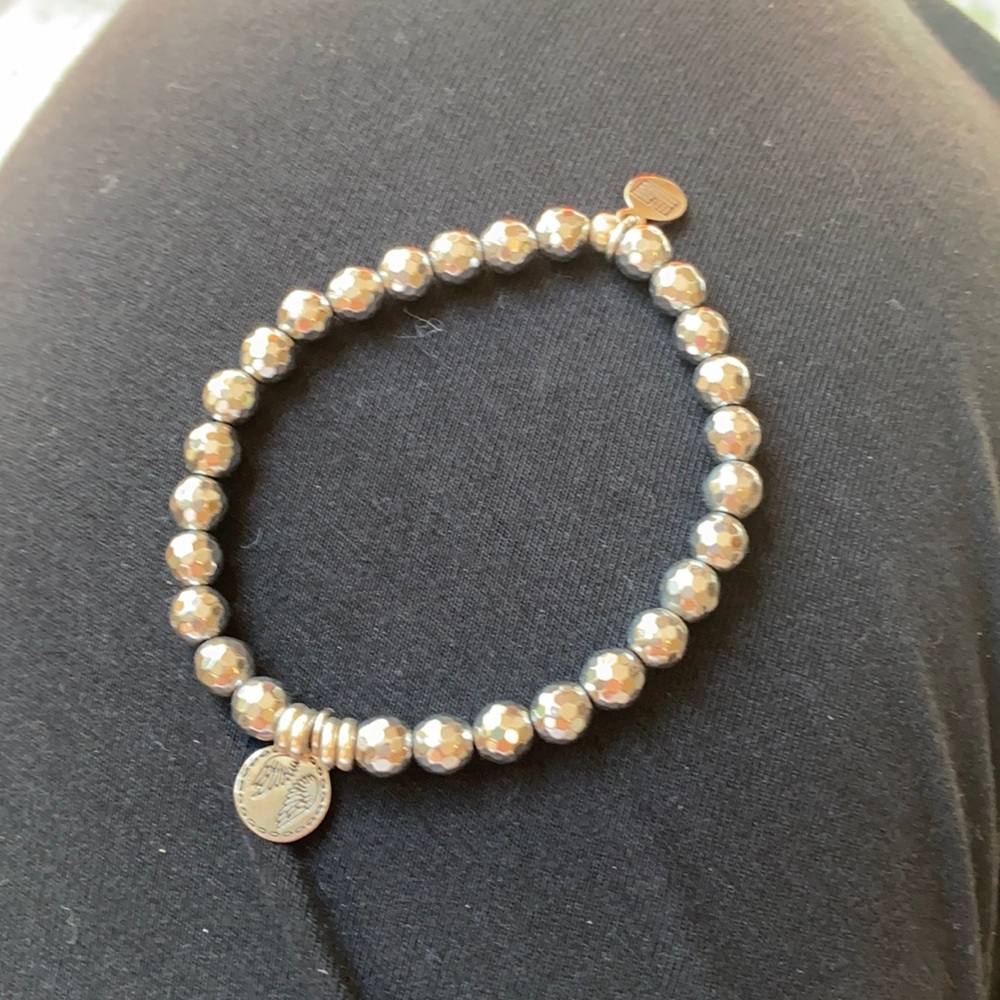 TJ bundle! Pearl stacker, sunstone stacker and silver hematite angel wing charm